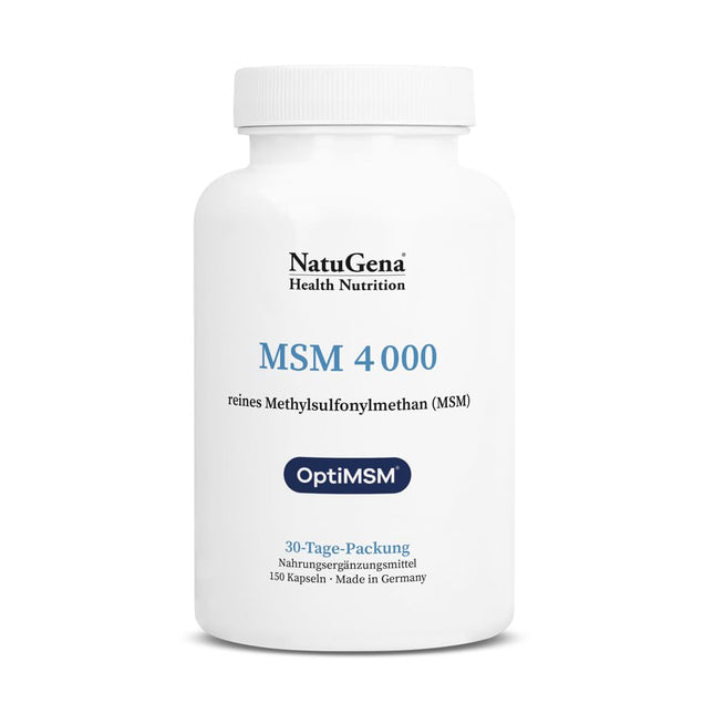 NatuGena MSM 4000, 4,000 mg pure methylsulfonylmethane (MSM) per daily dose, derived from the raw material OptiMSM, 150 capsules (30-day pack)