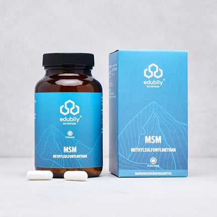 edubily nutrition® OptiMSM® MSM Capsules - 2550 mg per daily serving - 99.9% pure methylsulfonylmethane without additives - High dosage - Vegan