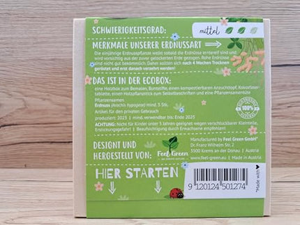 Feel Green ecobox Kids Edition Peanut, Sustainable Gift Idea (100% Eco Friendly), Grow Your Own/Growing Kit, Made in Austria