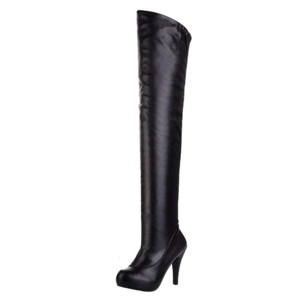 CHICMARK Women's Sexy Platform Over-the-Knee/Thigh High Boots with Round Toe and Kitten Heels (Black, 40 EU)