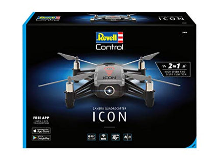 Revell Control Camera Quadrocopter ICON I 2 control options I Optical Flow Technology I Face recognition I Gesture control I HD camera I 10 minutes flight time I Suitable for indoor and outdoor use
