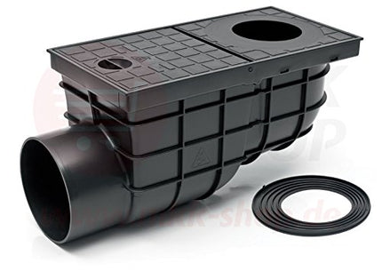 Horizontal rain gully black Ø 110 mm - 171 mm installation depth backflow flap backflow seal odor flap downpipe drain gutter drain sieve