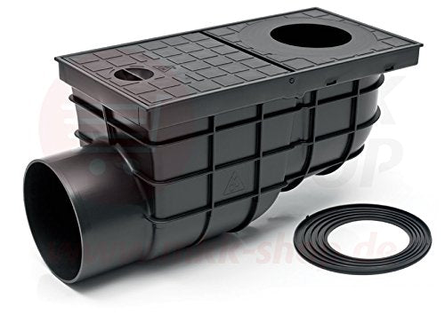 Horizontal rain gully black Ø 110 mm - 171 mm installation depth backflow flap backflow seal odor flap downpipe drain gutter drain sieve