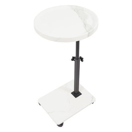 Sindipanda Side Table with Wheels - 40cm - Mobile Side Table 360° Rotating Top Bedroom Side Table for Beds and Sofa, Double-Tier Storage, 40-80cm Height Adjustable