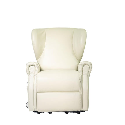 POLTRONE ITALIA Vanessa Leather 2 Motors PERSONALIZED TV armchair with electric stand-up aid Medical device 4 Wheels Micro-spring seat Stain-resistant senior armchair Relaxing armchair Beige
