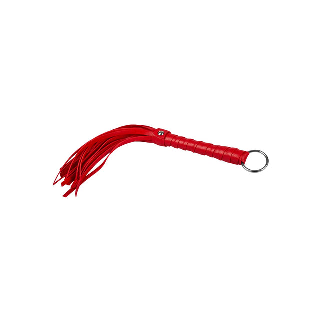 EIS, BDSM, short whip, multi-tailed, handy, with holding ring, color: red