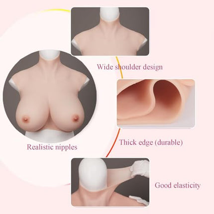 YRZGSAWJ K Cup S Cup Z Cup Silicone Breast Forms Plus Size Fake Silicone Breasts Artificial Breast Silicone Filled Breast Prosthesis for Crossdresser Transgender (Nude, Z Cup)