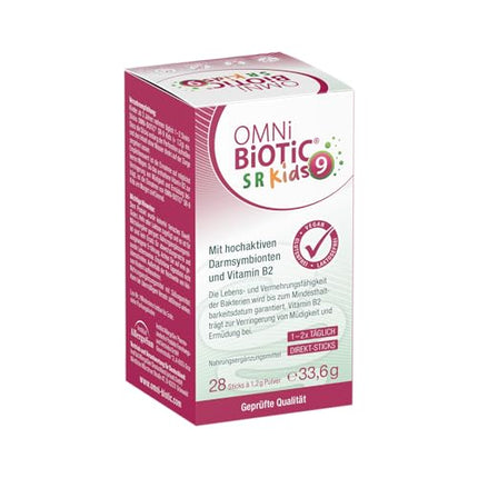 OMNi BiOTiC SR-9 Kids | 28 Sticks | 9 Bacterial Strains | Melt directly on the tongue | Vegan | Gluten-free | Lactose-free
