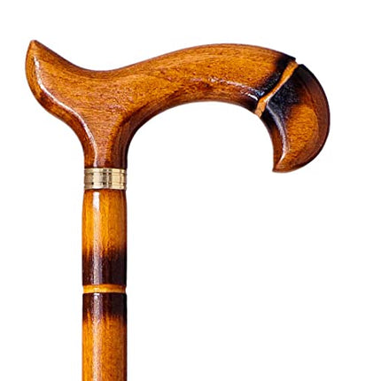 S &amp; B wooden support stick, decorated with stripes, 92 cm, very robust (613) Caminar Stick for the elderly, brown