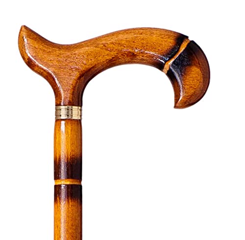 S &amp; B wooden support stick, decorated with stripes, 92 cm, very robust (613) Caminar Stick for the elderly, brown