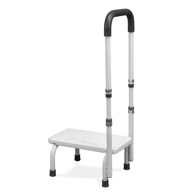 Bathtub step with grab bar, 5-level height adjustment, entry aid for seniors and disabled people, footstool for bed, kitchen, bathtub, load capacity up to 180 kg
