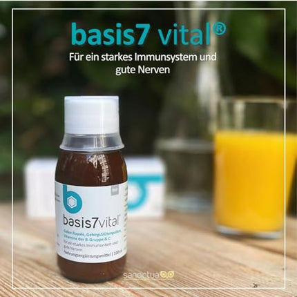 basis 7 vital to strengthen the immune system and nervous system by sanoctua, natural immune treatment for drinking with royal jelly, valuable vitamins and minerals, 100ml