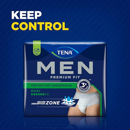 TENA MEN Active fit Pants Plus - 40 pieces in a monthly pack (4 x 10) - Disposable pants for men - for moderate to heavy urine loss - Size L