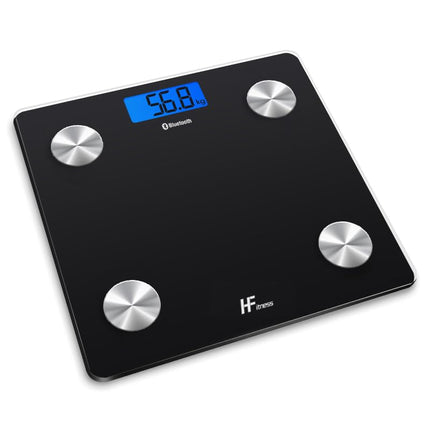HomeFashion HFitness Body Fat Scale 28x28cm 19x BODY DATA iOS and Android App Intelligent Digital Bathroom Scales Personal Body Scales Body Weight Meter BMI Bluetooth