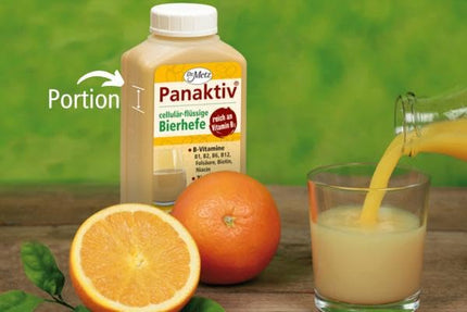 Panaktiv® - liquid brewer's yeast, 500 ml • Vitamin B1, B12, folic acid, biotin, vitamin B2, B6, niacin, zinc • for an active metabolism • for beautiful skin and hair • pure natural product