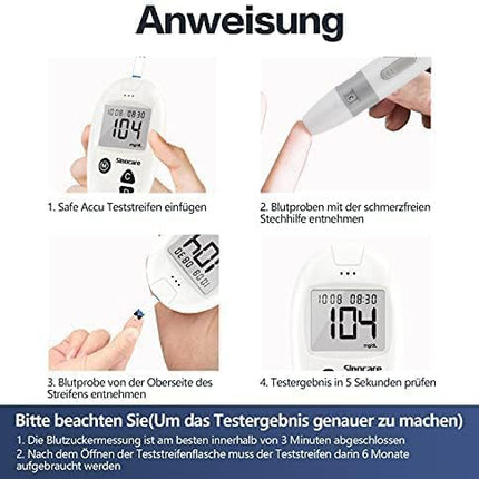 sinocare Safe-Accu blood glucose test strip set, 50 blood glucose test strips (only for Safe-Accu blood glucose meter test winner)
