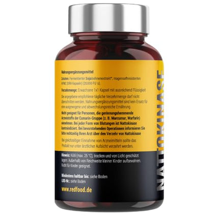 Redfood® Nattokinase Capsules High Dose 290 Capsules 100 mg each (20,000 FU/g) - 9 Month Supply - Laboratory Tested and Vegan - Natto from Fermented Soybean Extract - No Unwanted Additives