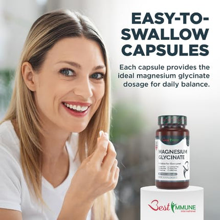 Natural Magnesium Glycinate 500mg Premium Quality 100 Vegan Capsules Perfect Proportions Highest Bioavailability