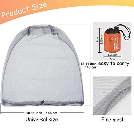 Head Net Face Mesh Head Cover 3 Pack - Insect Protection Head Net, Insect Protection Bee Mesh Head Net, Used for Hiking, Camping, Mountaineering, Fishing, Beekeeping