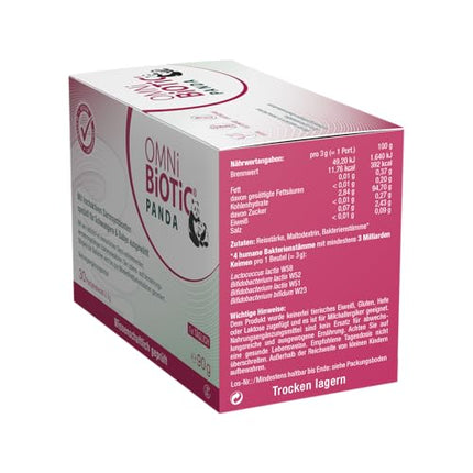 OMNi BiOTiC PANDA, 30 servings (90g), 4 bacterial strains, 3 billion germs per daily dose, Powder, Vegan, Gluten-free, Lactose-free, For daily use, Suitable for mother and child