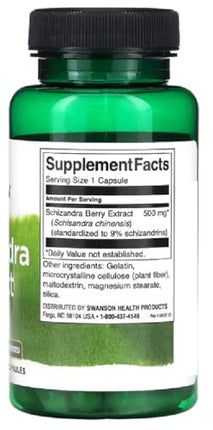 Swanson - Schizandra Extract 500 mg | Liver and Vitality Support - 60 Capsules