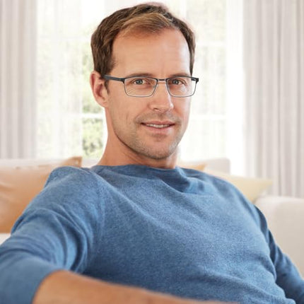 EYECEDAR Amcedar 5 pieces reading glasses men rectangle frame metal gray stainless steel material spring hinges included computer reading glasses 2.00