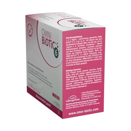 OMNi BiOTiC 6 | Glass Jar | 60 servings (120g) | 6 bacterial strains | 4 billion germs per daily dose | Powder | With inulin | Vegan | Gluten-free | Lactose-free | For daily use