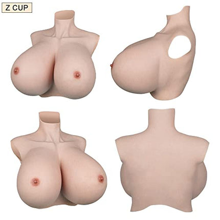 YRZGSAWJ K Cup S Cup Z Cup Silicone Breast Forms Plus Size Fake Silicone Breasts Artificial Breast Silicone Filled Breast Prosthesis for Crossdresser Transgender (Nude, Z Cup)