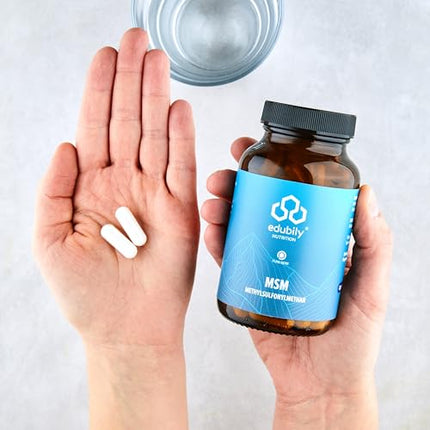 edubily nutrition® OptiMSM® MSM Capsules - 2550 mg per daily serving - 99.9% pure methylsulfonylmethane without additives - High dosage - Vegan