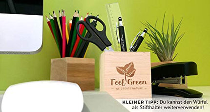Feel Green 296244 Ecocube Aloe Vera, Sustainable Gift Idea (100% Eco Friendly), Grow Your Own/Cultivation Kit, Plants in a Wooden Cube, Made in Austria