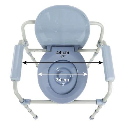 PEPE Mobility - Commode Chair for Seniors, Height-Adjustable, with Bucket, Armrest, Grey