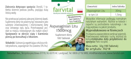 Fairvital | Lithium Aspartate 1500μg - 180 Tablets - Organically bound lithium - Highly bioavailable - Quality-tested and high-dose - 100% vegan - Made in Germany