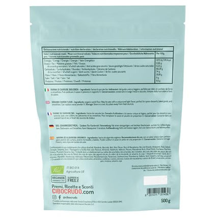 Organic Carob Powder - 500g. Naturally sweet, rich in fiber and minerals. Carob powder from the carob tree. Carob seed flour.