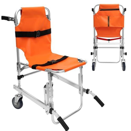 Carrying Chair 159kg Stair Chair 350lbs Stair Climber EMS Stairlift Made of Aluminum Alloy with 2 Wheels Ambulance Firefighter Evacuation for Elderly and Disabled