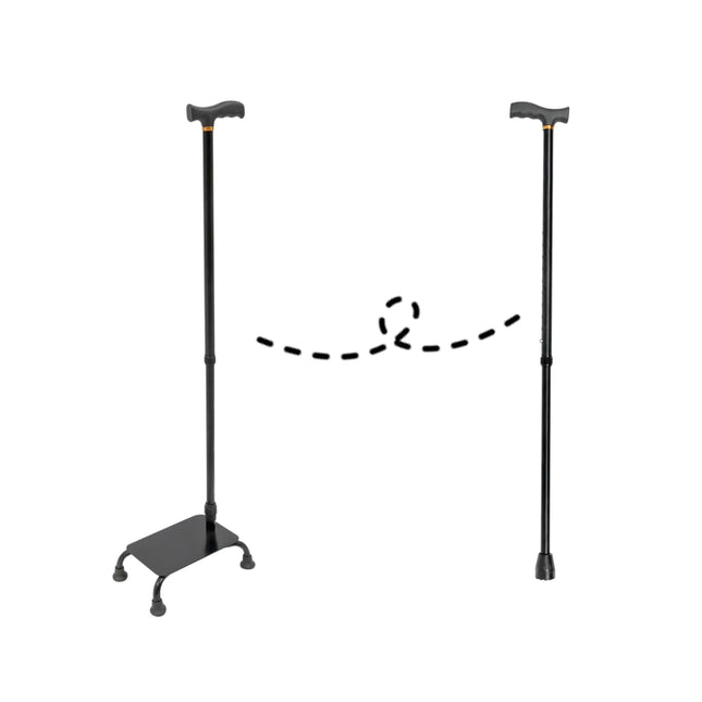 Stair climbing stick, balance walking stick with base, adjustable walking stick made of aluminum and iron, for seniors and mobility aids (max. load capacity 150 kg)