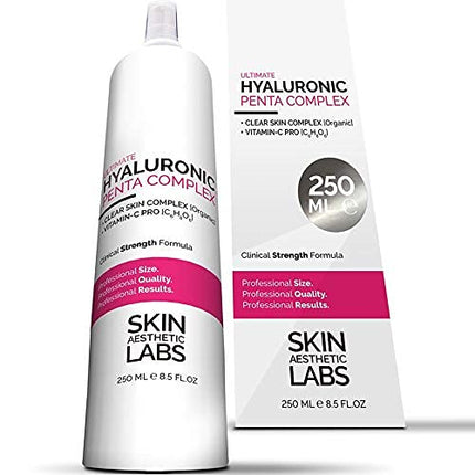250 ml Hyaluronic Acid Serum Concentrate TEST WINNER • 5x Hyaluronic Acid • Clinic Size • Anti Aging Gel with Vitamin C Pro • Clear Skin Complex • Hypoallergenic • Made in Germany