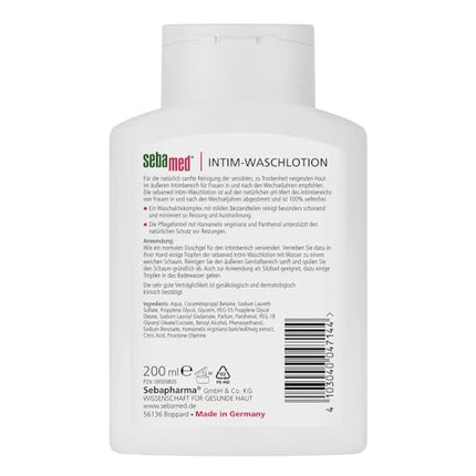 Sebamed Intimate Wash Lotion pH 6.8, from menopause, gently cleanses dryness in the sensitive intimate area and supports natural protection against irritants and moisture balance