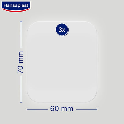 Hansaplast Plaster Second Skin Protection Large (3 Strips), thin and flexible hydrocolloid plaster with healing capsule technology, waterproof wound plaster with extra strong hold for at least 72 hours