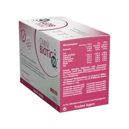OMNi BiOTiC 10 | 30 servings (150g) | 10 bacterial strains | 10 billion germs per daily dose | Powder | With inulin | Vegan | Gluten-free | Lactose-free | For daily use