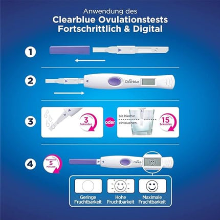 Clearblue Fertility Ovulation Test Kit, 10 Tests + 1 Digital Test Holder, Advanced Digital Female Fertility/Ovulation Test (Tests 2 Hormones), Get Pregnant Faster