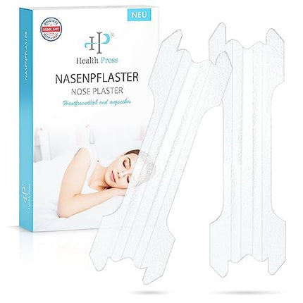 Health Press® Nasal Strips – 50 Transparent Nasal Strips – Anti-Snoring Strips for Easier Breathing During Sleep &amp; Exercise – Sleep Nasal Strips for Better Breathing – Snore Stopper – Nasal Strips