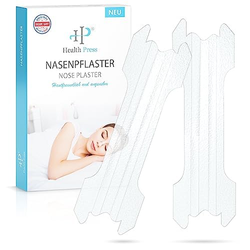 Health Press® Nasal Strips – 50 Transparent Nasal Strips – Anti-Snoring Strips for Easier Breathing During Sleep &amp; Exercise – Sleep Nasal Strips for Better Breathing – Snore Stopper – Nasal Strips