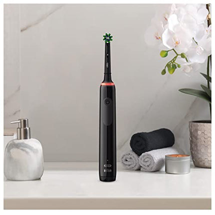 Oral-B PRO 3 3500 Electric Toothbrush, 2 brush heads, with 3 brushing modes and 360° visual pressure control for dental care, travel case, gift for men/women, black