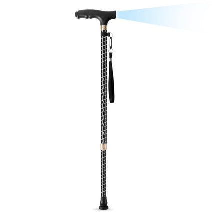 Walking stick height adjustable, OOCOME extendable walking stick with light aluminum walking stick hand stick height adjustable, walking stick adjustable walking aid stick with rubber foot and hand strap, gift Father's Day