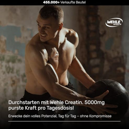 Creatine Monohydrate 1kg Powder Pure Creatine Micronized Quality Mesh 200 - Optimally High Dosage 100% Vegan - Wehle Sports (1000g)