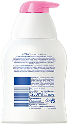 NIVEA Intimo Wash Lotion Sensitive (250 ml), Intimate Wash Gel with Lactic Acid, Chamomile Extract and Panthenol, Intimate Wash Lotion for Sensitive Skin