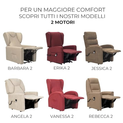 POLTRONE ITALIA Jessica 2 Motors PERSONALIZED recliner chair with medical device 4 wheels micro spring seat fluffy camel