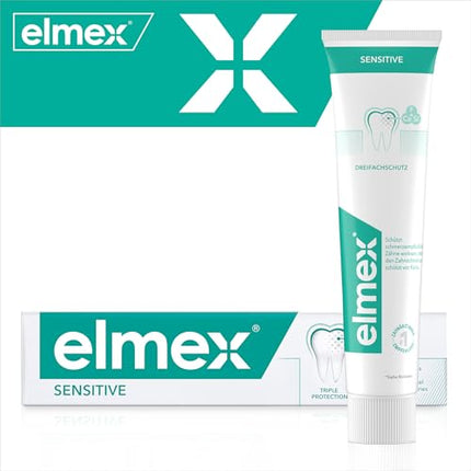 elmex Sensitive Toothpaste 2x75ml – gentle tooth cleaning and protection for sensitive teeth – clinically proven for strong teeth and against caries