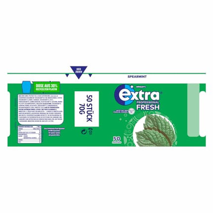 Extra Professional Chewing Gum, Fresh Green Mint, 50 Dragees