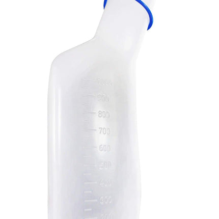 Medi-Inn urine bottle PP for men, milky | 1 liter capacity | autoclavable | with cleaning brush
